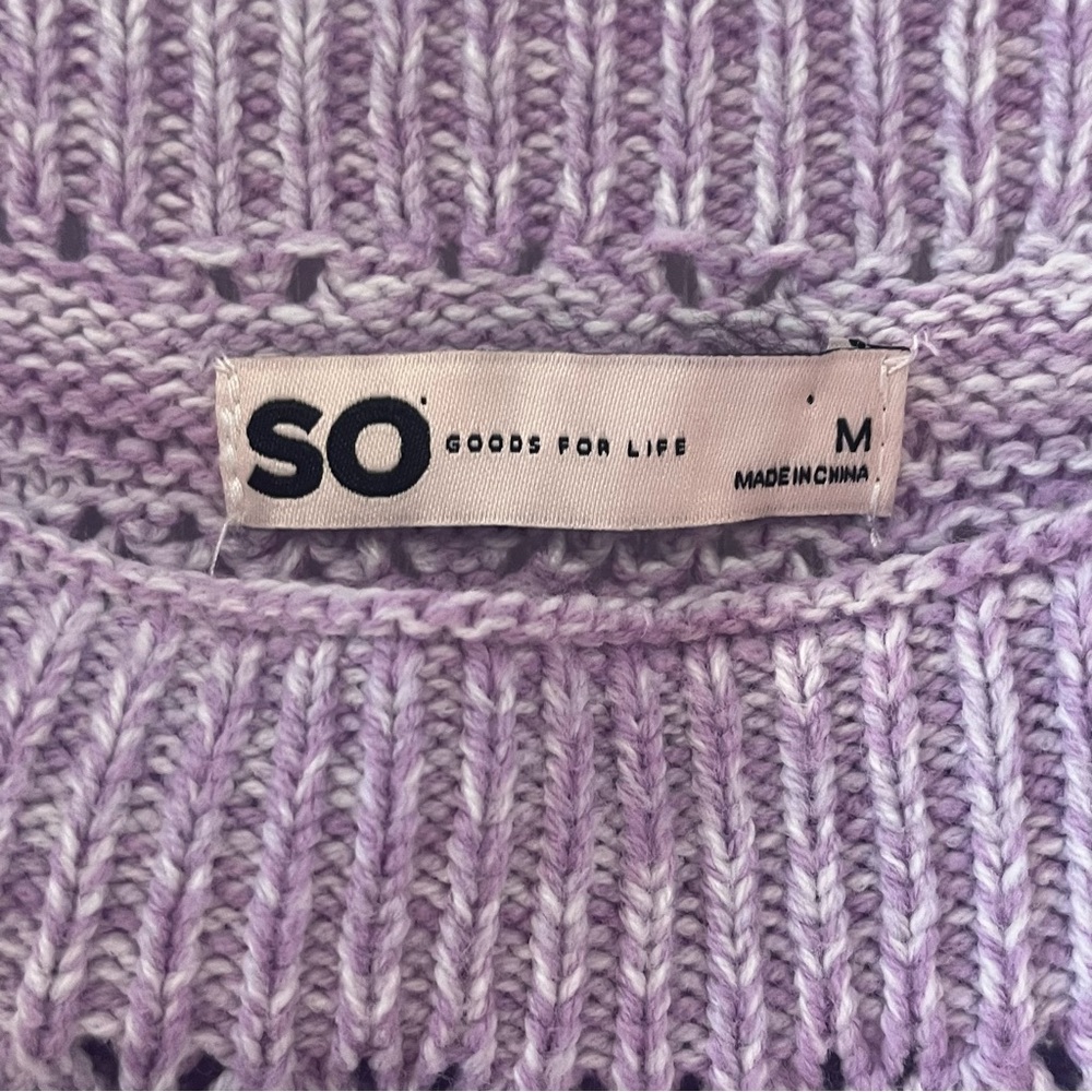 Juniors SO® Pointelle Crochet Tank Top Lavender Size Medium - Picture 4 of 6